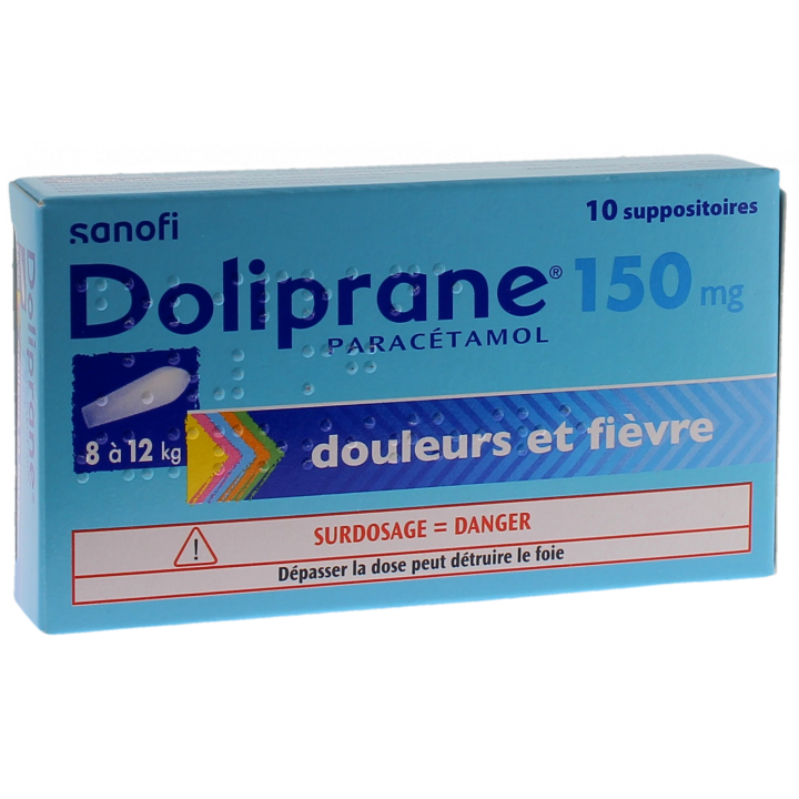 Doliprane 150mg suppositoire s&eacute;cable - bo&icirc;te de 10 suppositoires