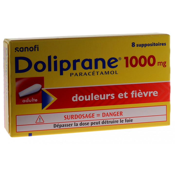 Doliprane 1000mg suppositoire - bo&icirc;te de 8 suppositoires