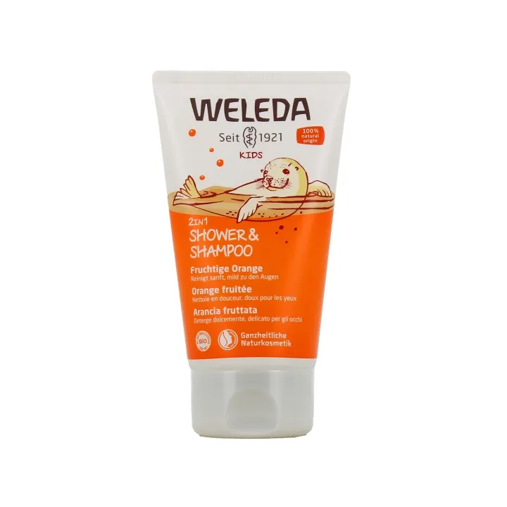 Douche & Shampooing 2-en-1 Orange fruit&eacute;e Weleda kids - tube de 150 ml