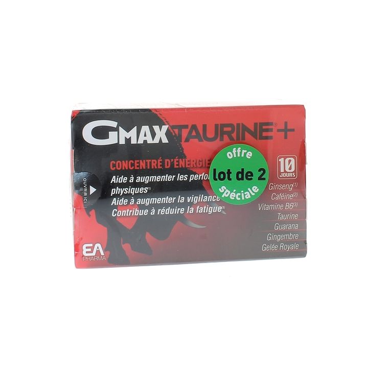 Gmax taurine + concentr&eacute; d'&eacute;nergie Eafit - 2 boites de 30 ampoules
