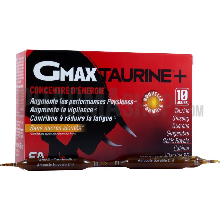 Gmax taurine + concentr&eacute; d'&eacute;nergie Eafit - boite de 30 ampoules