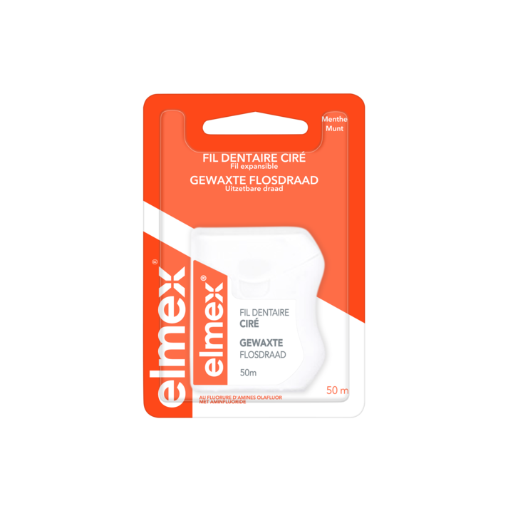 Fil dentaire cir&eacute; go&ucirc;t menthe Elmex - fil de 50 m