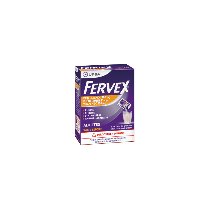 Fervex adulte sans sucre granul&eacute;s en sachet - bo&icirc;te de 8 sachets