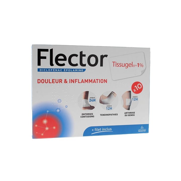 Flector Tissugel 1% EP - 10 empl&acirc;tres m&eacute;dicamenteux