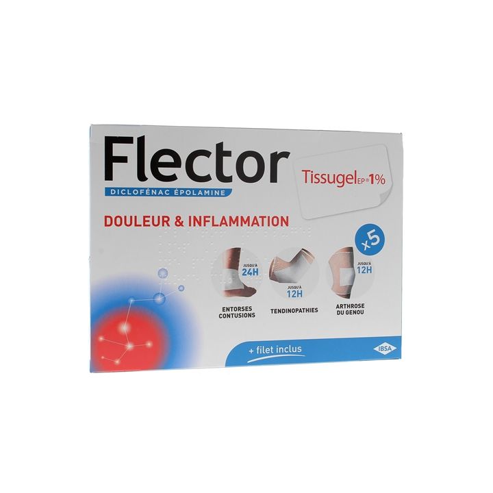 Flector Tissugel 1% EP - 5 empl&acirc;tres m&eacute;dicamenteux