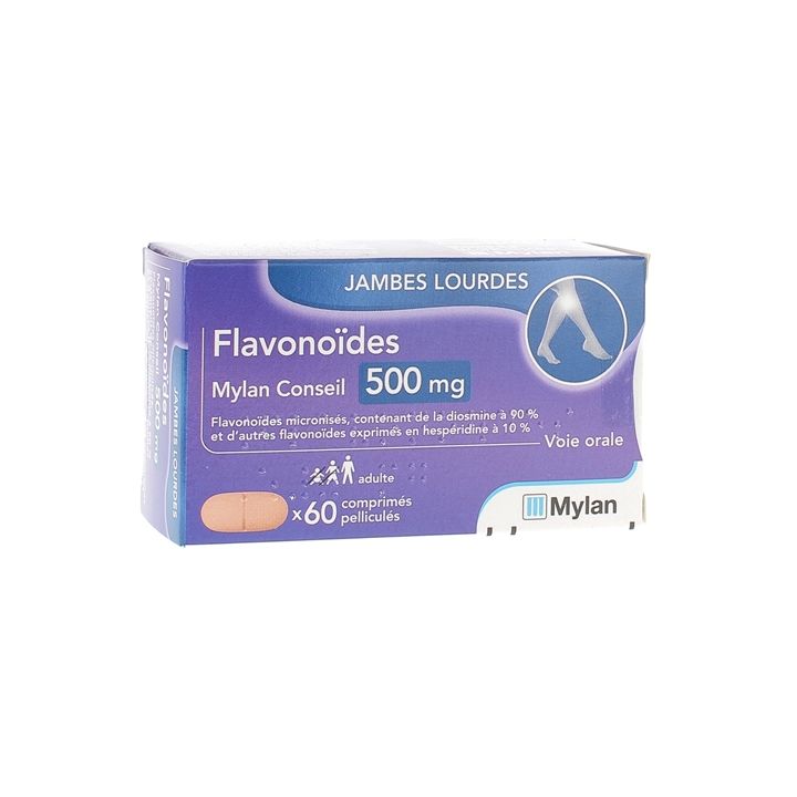Flavono&iuml;des 500 mg Mylan comprim&eacute; pellicul&eacute; - 60 comprim&eacute;s