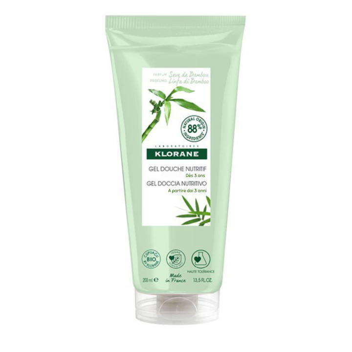 Gel douche nutritif au Cupua&ccedil;u bio S&egrave;ve de Bambou Klorane - tube de 200 ml