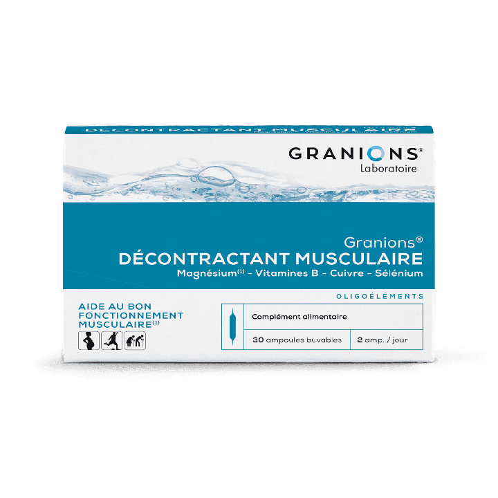 D&eacute;contractant musculaire Granions solution buvable en ampoule - boite de 30 ampoules