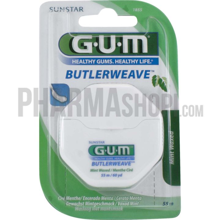 Fil dentaire cir&eacute; menthe Butlerweave Gum - 55 m&egrave;tres