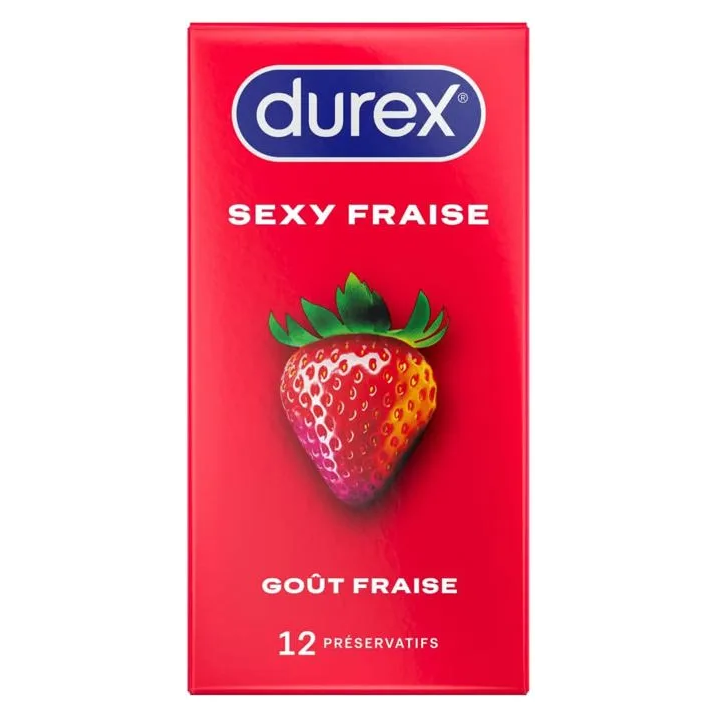 Pr&eacute;servatifs Sexy fraise Durex - bo&icirc;te de 10 pr&eacute;servatifs