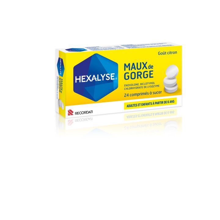 Hexalyse maux de gorge go&ucirc;t citron comprim&eacute; - 24 comprim&eacute;s &agrave; sucer