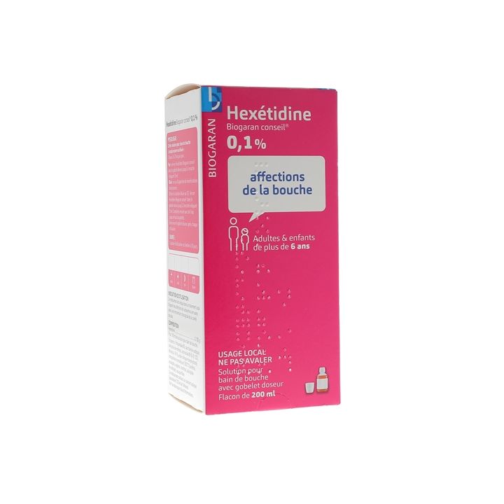 Hex&eacute;tidine Biogaran conseil 0,1% - flacon de 200 ml