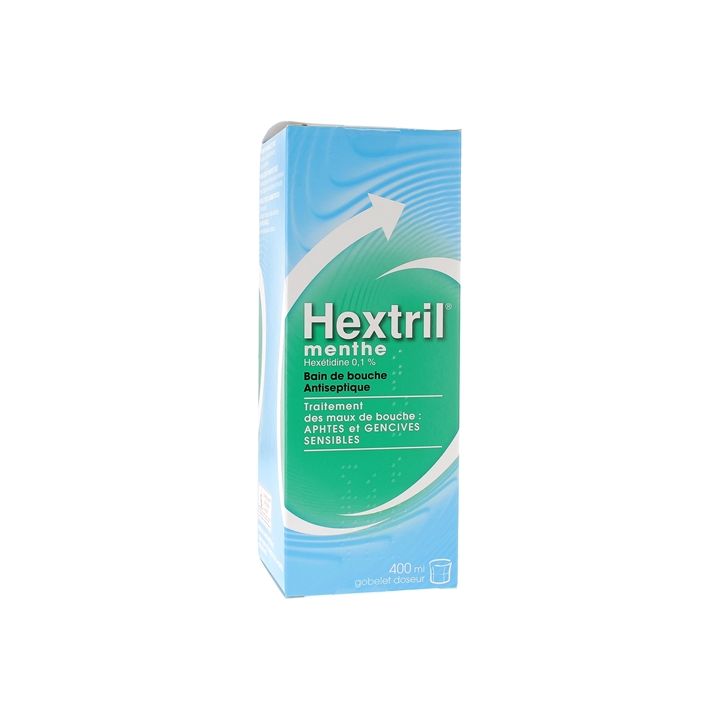 Hextril menthe 0,1% solution pour bain de bouche - flacon de 400ml