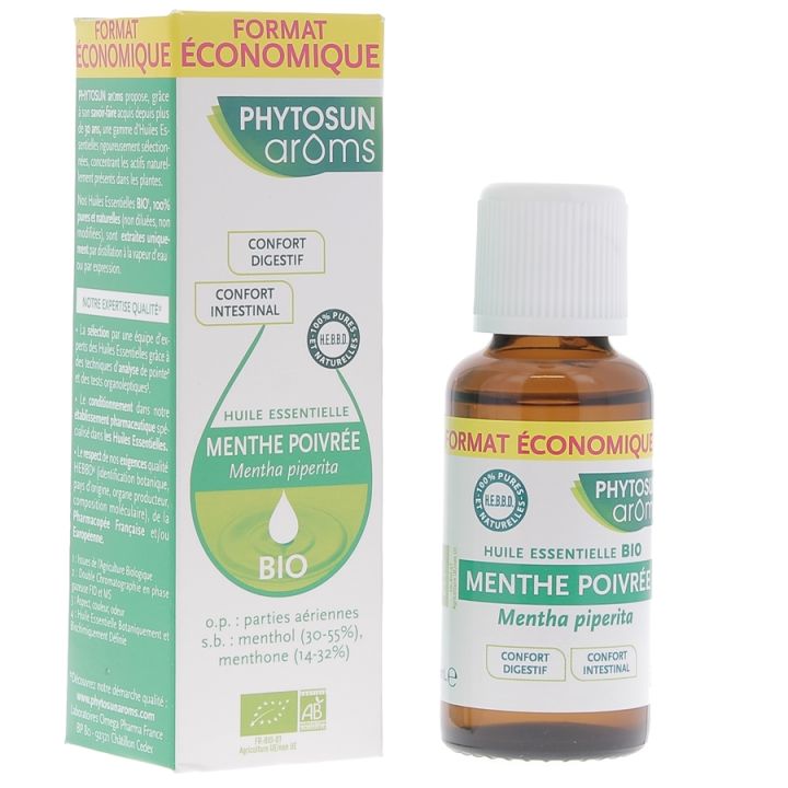 Huile essentielle de menthe poivr&eacute;e Bio Phytosun ar&ocirc;ms - flacon de 30 ml
