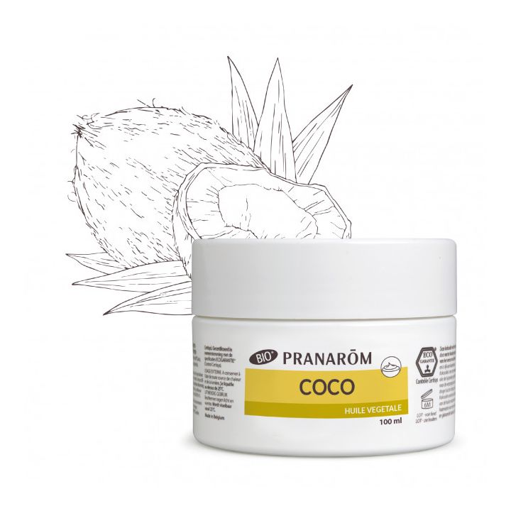 Huile V&eacute;g&eacute;tale Coco Bio Pranarom - pot de 100 ml
