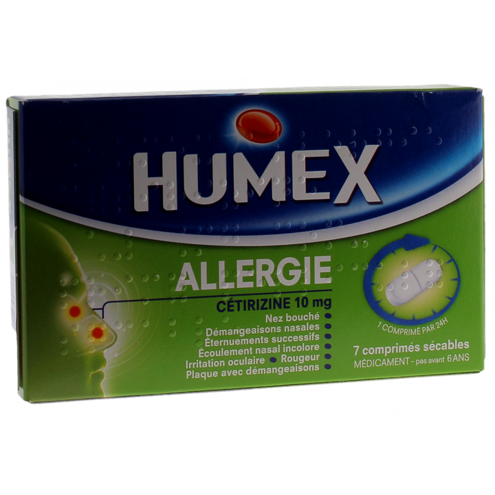 Humex allergie C&eacute;tirizine 10mg - 7 comprim&eacute;s pellicul&eacute;s s&eacute;cables