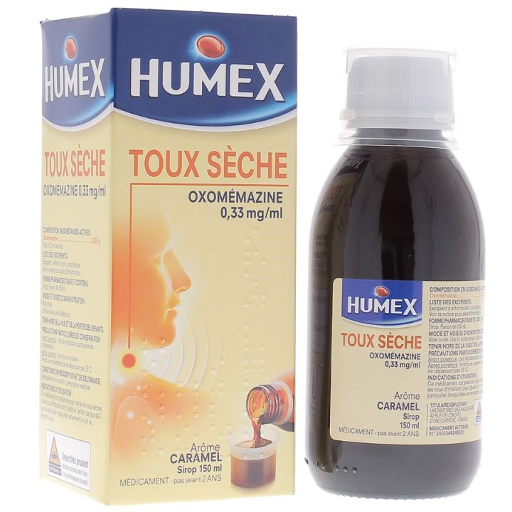 Humex toux s&egrave;che nocturne sirop D&egrave;s 15 ans; Adultes - flacon de 150 ml