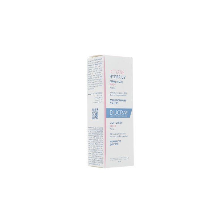 Ictyane hydra UV cr&egrave;me l&eacute;g&egrave;re visage peaux normales &agrave; s&egrave;ches SPF 30 Ducray - tube de 40 ml