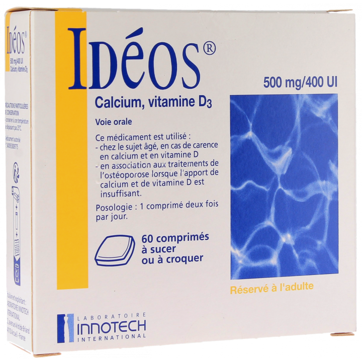 Ideos 500mg/400UI comprim&eacute; &agrave; sucer - bo&icirc;te de 60 comprim&eacute;s