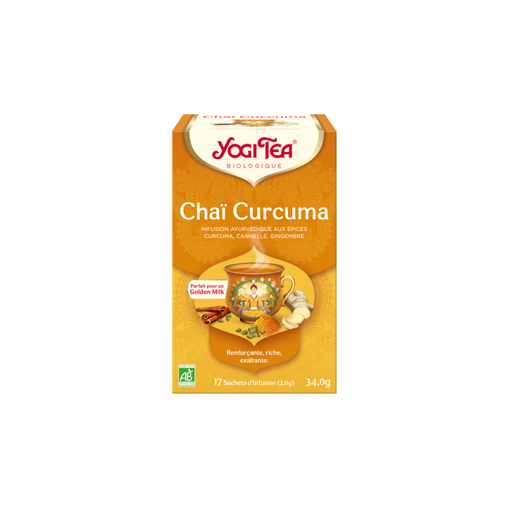 Infusion Cha&iuml; Curcuma bio Yogi Tea - boite de 17 sachets