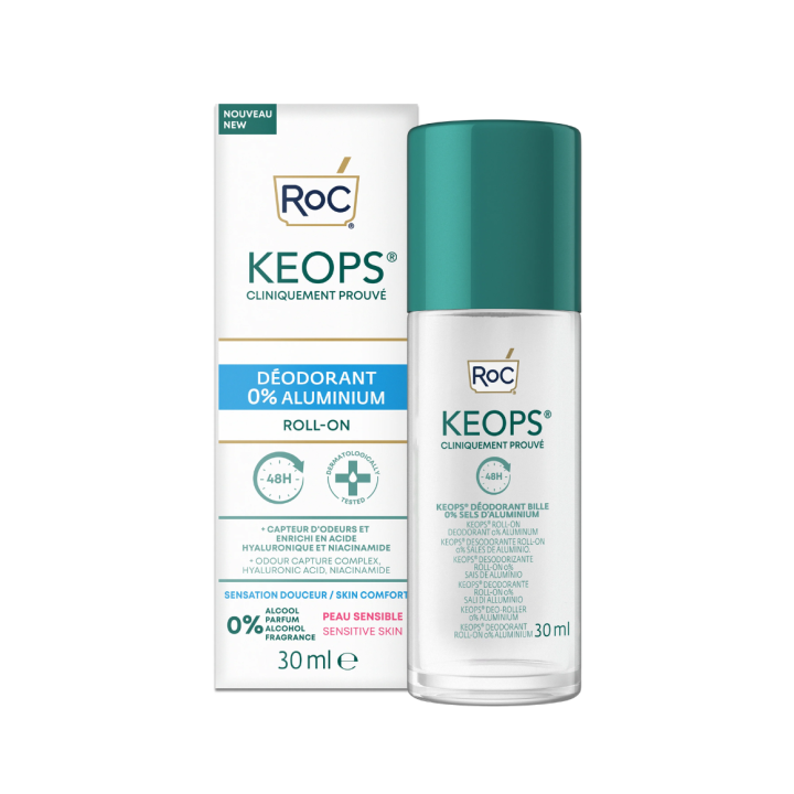 Keops D&eacute;odorant &agrave; bille 0% d'aluminium RoC - roll-on de 30ml