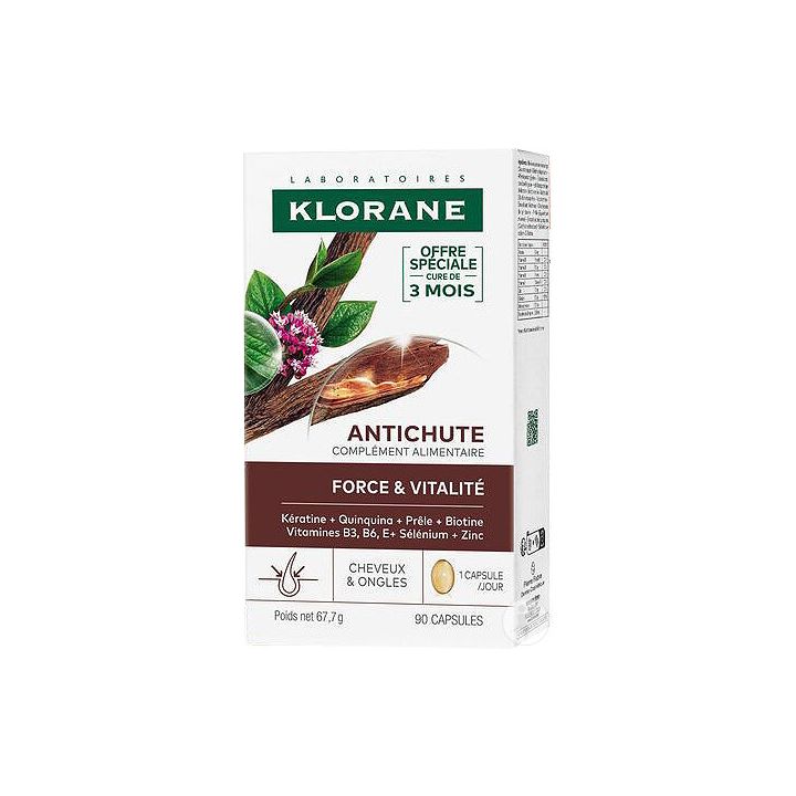 Antichute force&vitalit&eacute; Klorane - boite de 90 capsules 