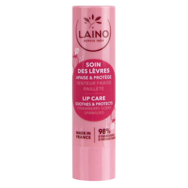 Soin des l&egrave;vres paillet&eacute; parfum fraise Laino - 1 stick de 4 g
