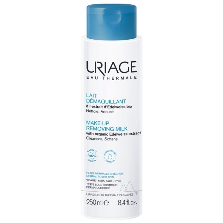 Lait d&eacute;maquillant visage et yeux Uriage - flacon de 250 ml