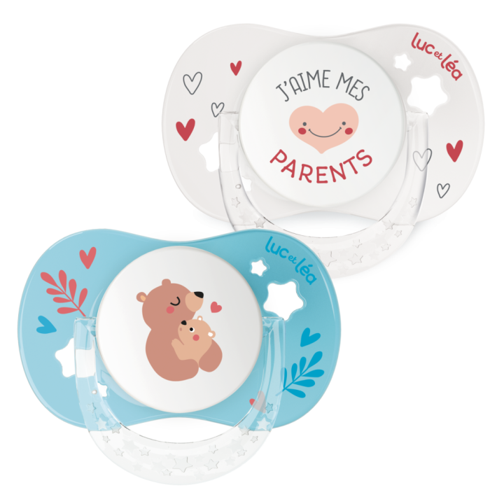 Essentiel sucette 0/6 mois Luc et L&eacute;a - lot de 2 sucettes
