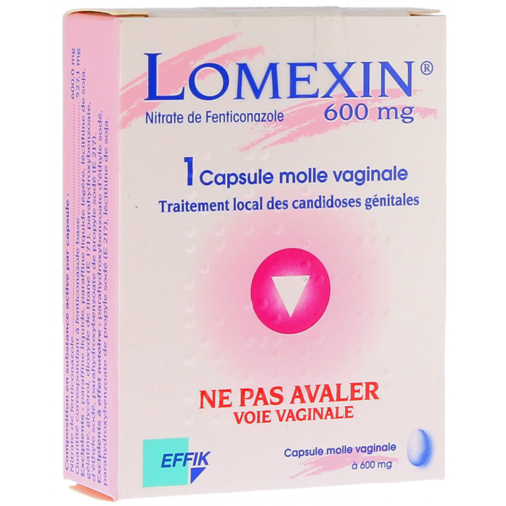 Lomexin 600mg capsule molle vaginale - bo&icirc;te d'une capsule