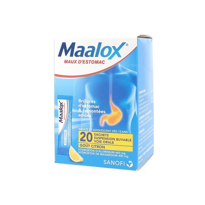 Maalox citron maux d'estomac - bo&icirc;te de 20 sachets-doses