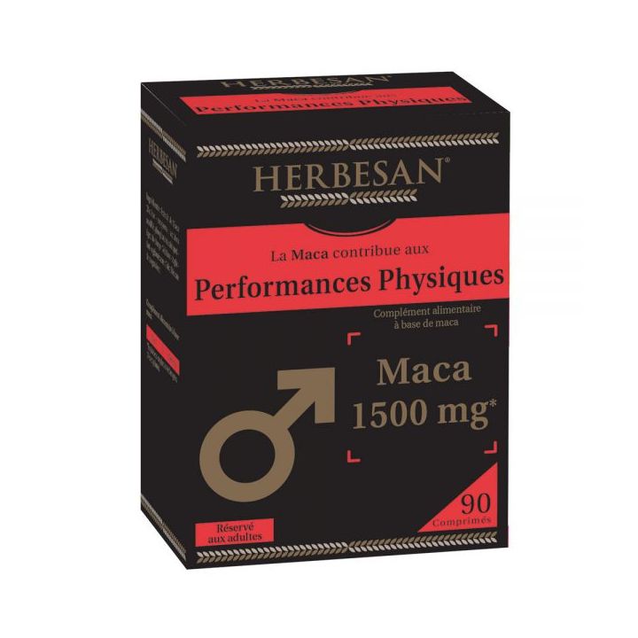 Maca 1500 mg Performances physiques Herbesan - Boite de 90 comprim&eacute;s
