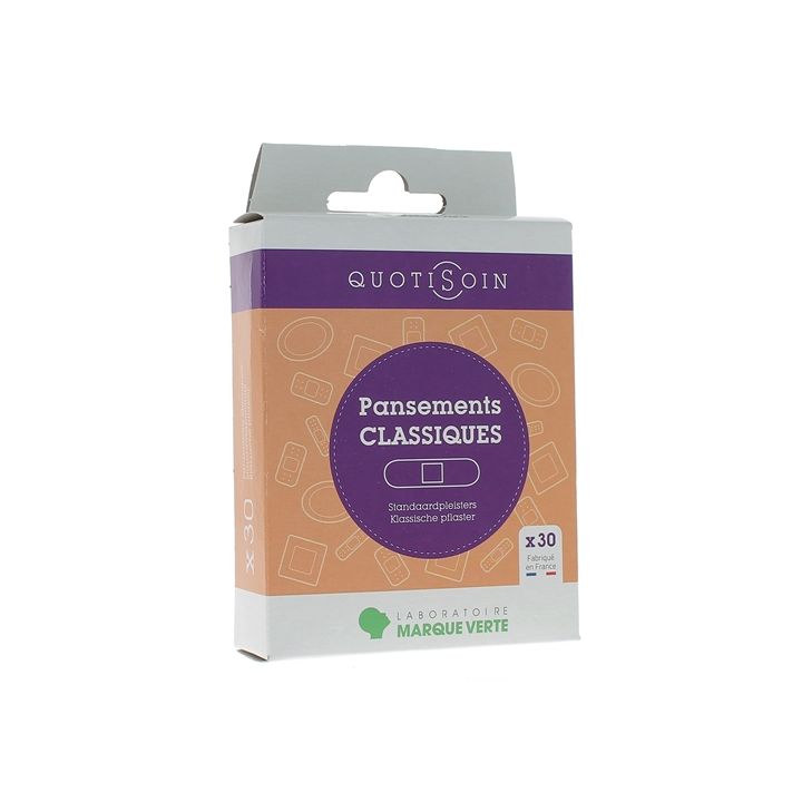 Pansements classiques Marque Verte - bo&icirc;te de 30 pansements