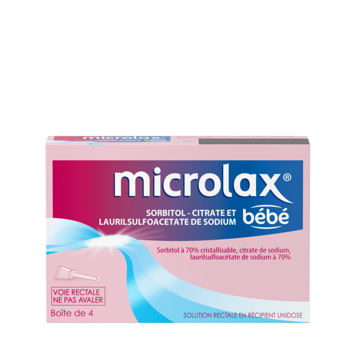 Microlax b&eacute;b&eacute; solution rectale - boite de 4 r&eacute;cipients unidoses de 3 ml