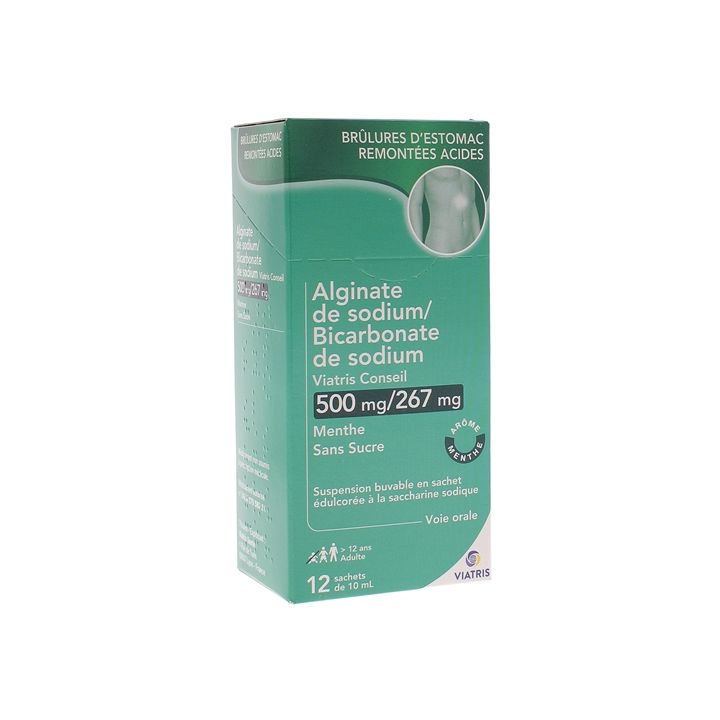Alginate de sodium / bicarbonate de sodium Mylan conseil - boite de 12 sachets