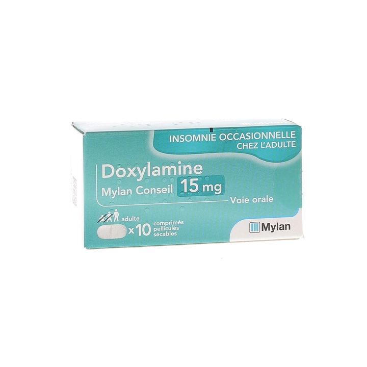 Doxylamine 15 mg Mylan comprim&eacute; pellicul&eacute; s&eacute;cable - boite de 10 comprim&eacute;s