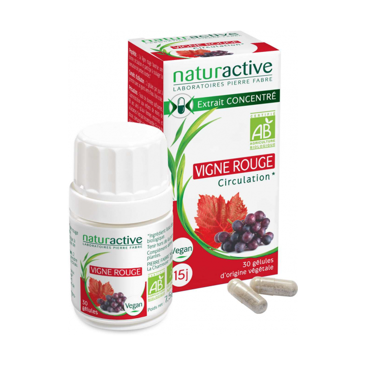 Vigne rouge bio Naturactive - boite de 30 g&eacute;lules