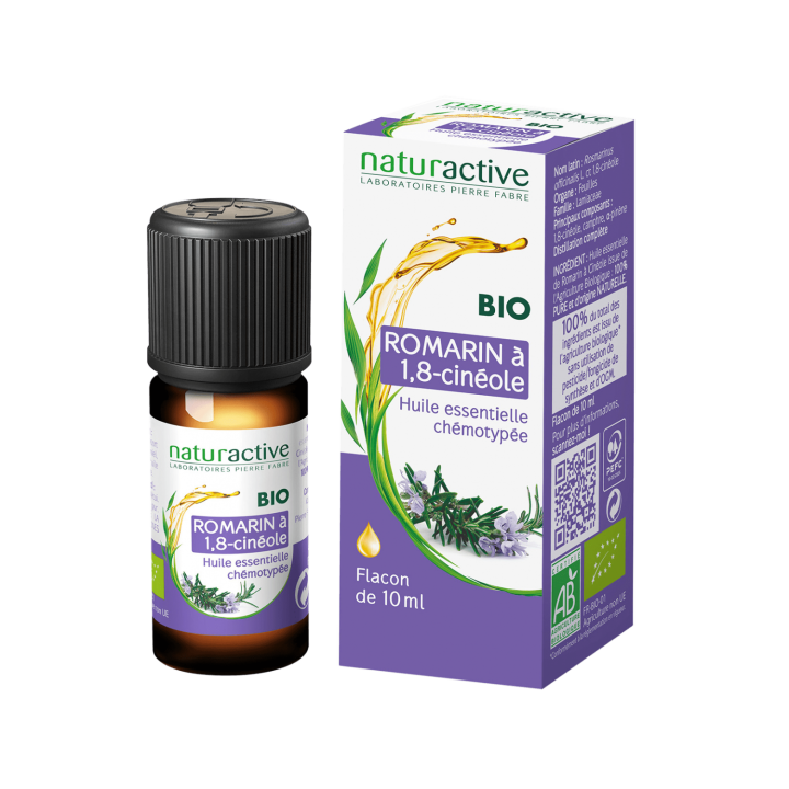 Huile essentielle de Romarin &agrave; 1,8-cin&eacute;ole bio Naturactive - flacon de 10 ml