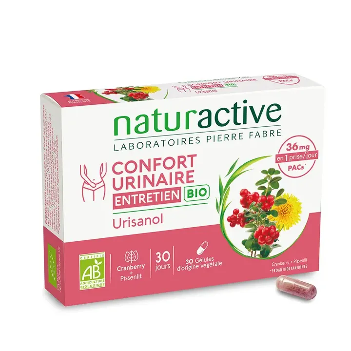 Urisanol Confort urinaire entretien bio Naturactive - bo&icirc;te de 30 g&eacute;lules