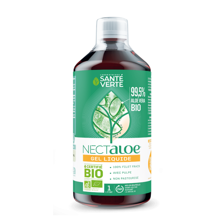 Nectaloe Aloe Vera 99,5% en gel liquide bio Sant&eacute; Verte - bouteille de 1 litre