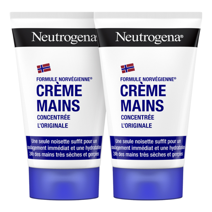 Cr&egrave;me mains hydratante concentr&eacute;e Neutrogena - lot de 2 tubes de 50 ml