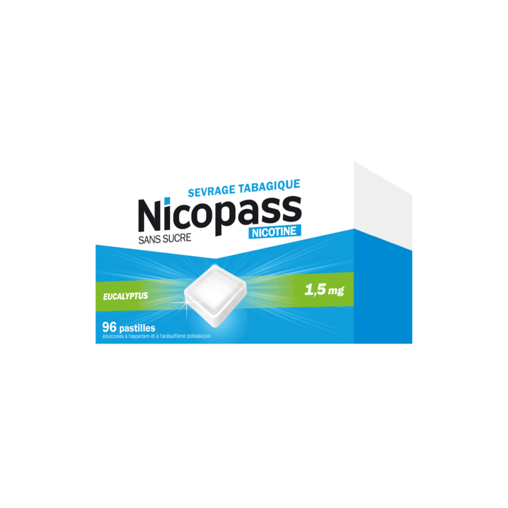 Nicopass eucalyptus 1,5mg - boite de 96 pastilles