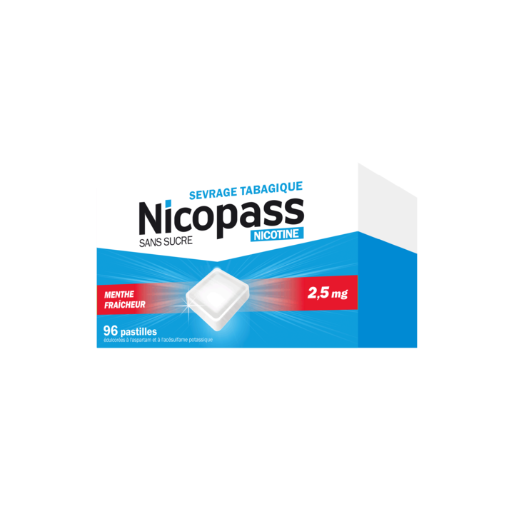 Nicopass menthe fraicheur 2,5mg - boite de 96 pastilles