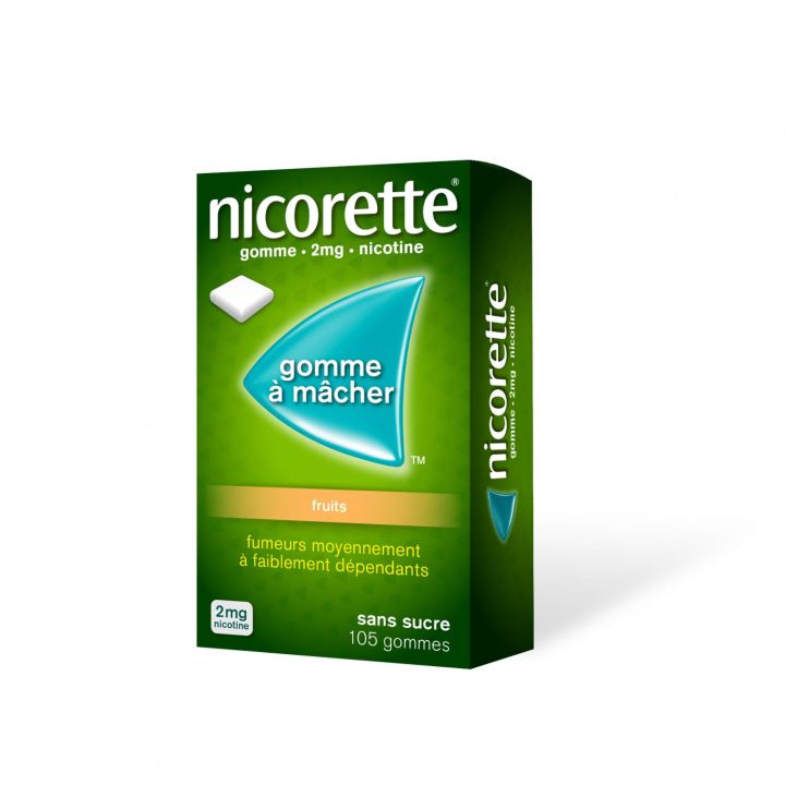 Nicorette 2mg fruits sans sucre gomme &agrave; macher - boite de 105 gommes