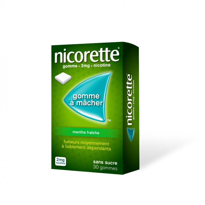 Nicorette 2mg menthe fraiche sans sucre gomme &agrave; m&acirc;cher - boite de 30 gommes