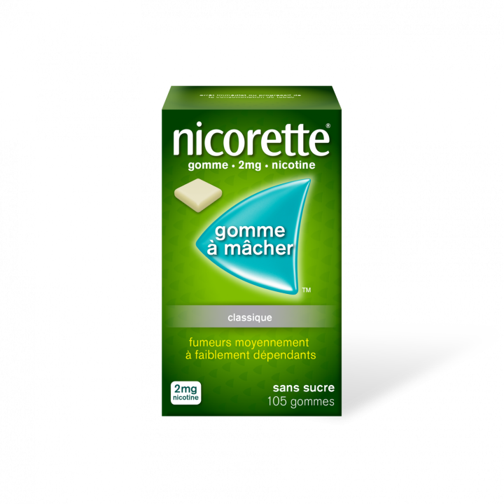 Nicorette 2mg sans sucre gomme &agrave; macher - boite de 105 gommes