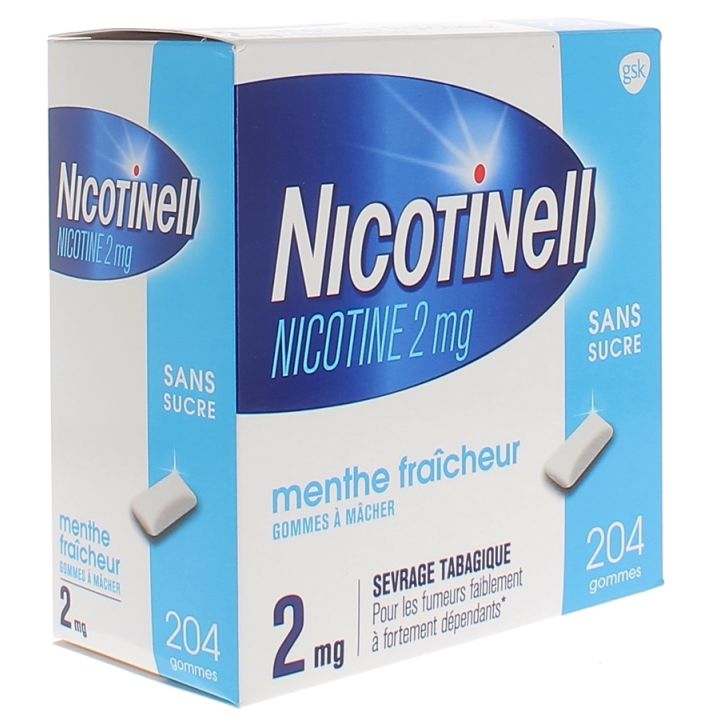 Nicotinell menthe fraicheur 2mg sans sucre gomme &agrave; m&acirc;cher - boite de 204 gommes