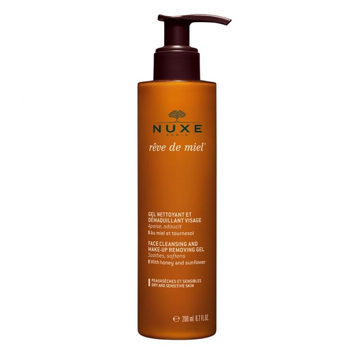 R&ecirc;ve de miel gel nettoyant et d&eacute;maquillant visage Nuxe - flacon-pompe de 200 ml