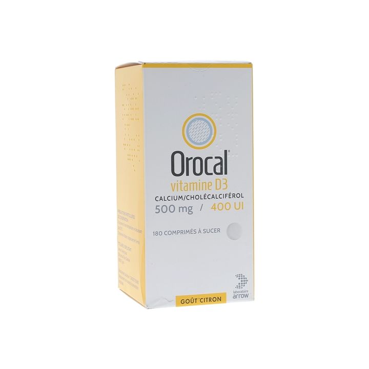 Orocal Vitamine D3 500mg/400 U.I - 180 comprim&eacute;s &agrave; sucer