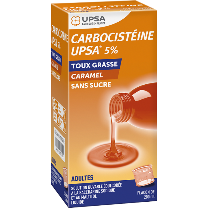 Carbocist&eacute;ine 5% sans sucre UPSA - flacon de 200 ml